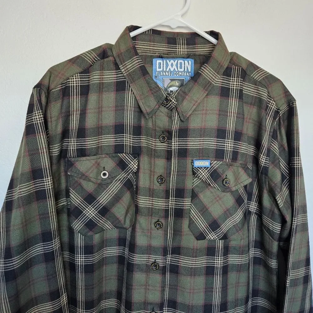 Dixxon | Green Beret Army Green Black Button Down Shirt Top Womens XL - Picture 3 of 9
